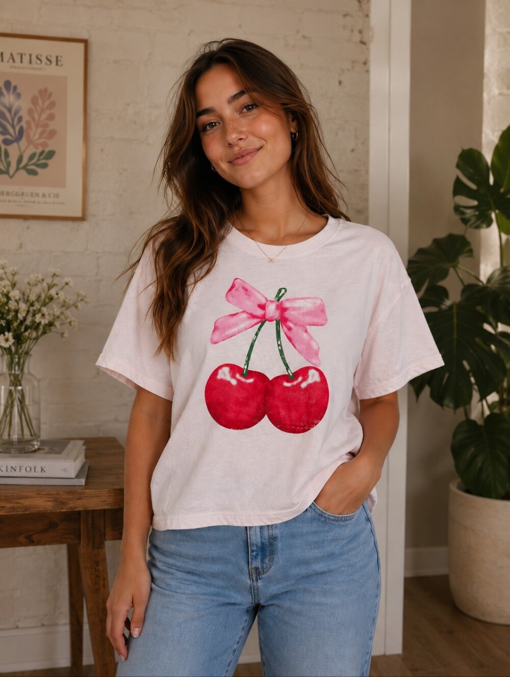 Rebel Sky Cherry & Bow Coquette Tee, Size 2X